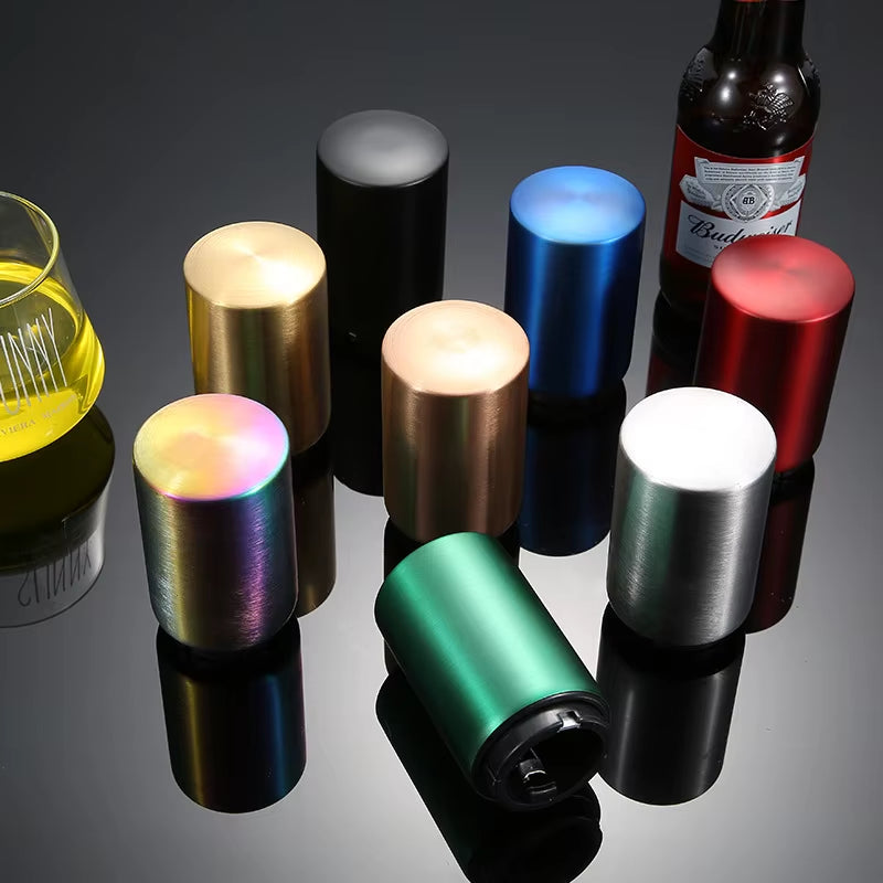 Automatic Beer Bottle Opener Magnetic Stainless Steel Push down Bottle Popper Wine Beer Soda Cap Opener Kitchen Accessories