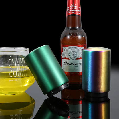 Automatic Beer Bottle Opener Magnetic Stainless Steel Push down Bottle Popper Wine Beer Soda Cap Opener Kitchen Accessories
